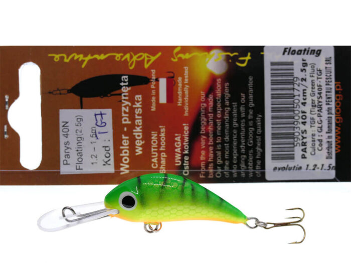 Gloog Parys 40N, 4cm, 2.5gr (Floating), TGF (Tiger Green Fluo) - imagine 7