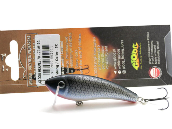 Gloog Hermes 70S 7cm, 12gr (Sinking), SC (Srebrno Czarny) - imagine 7