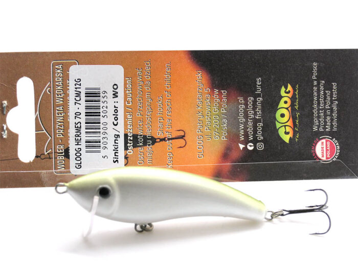 Gloog Hermes 70S 7cm, 12gr (Sinking), WO (White Olive) - imagine 6