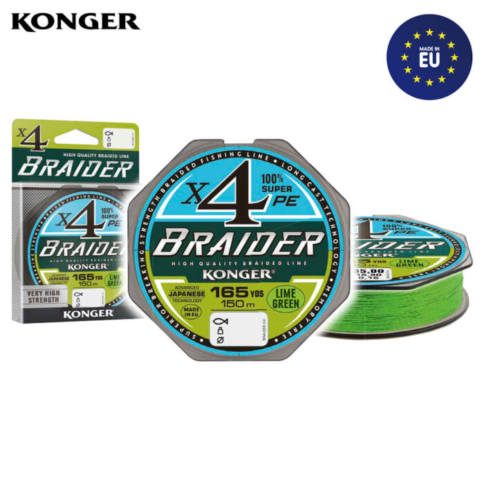 Konger Fir Textil Braider X4 Lime Green 150m (0.04mm-0.25mm) - imagine 3