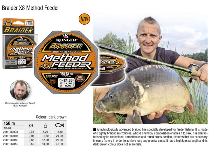 Konger Fir Textil Method Feeder X8 Dark Brown 0.12mm,12.50kg, 150m - imagine 7