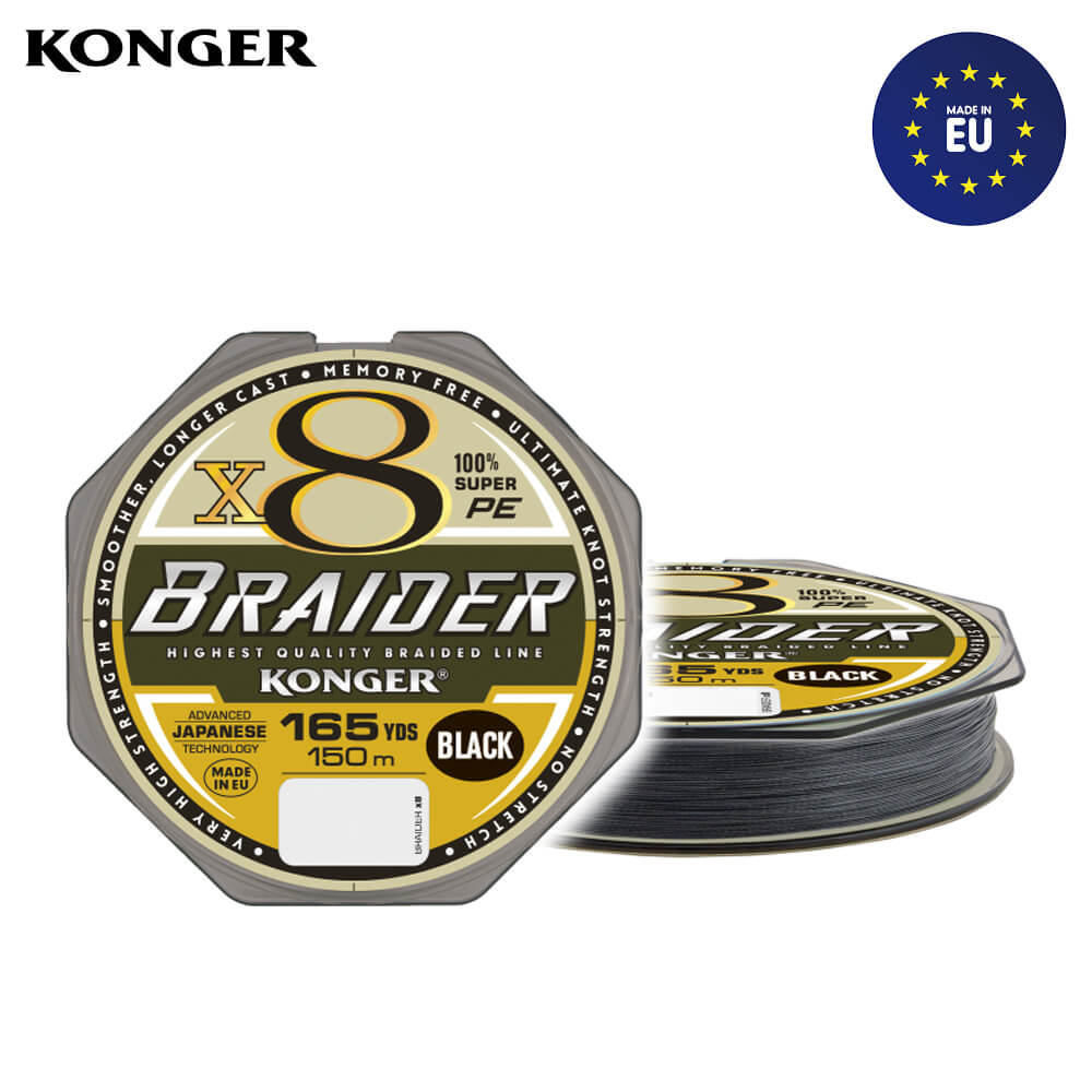 Konger Fir Textil Braider X8 Black (negru) 150m, 0.25mm, 30.1kg